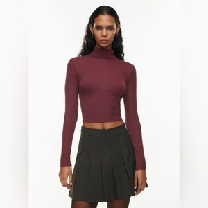 Aritzia Burgundy Turtleneck Crop Top